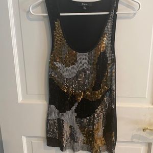 Express black white gold sequence tank L